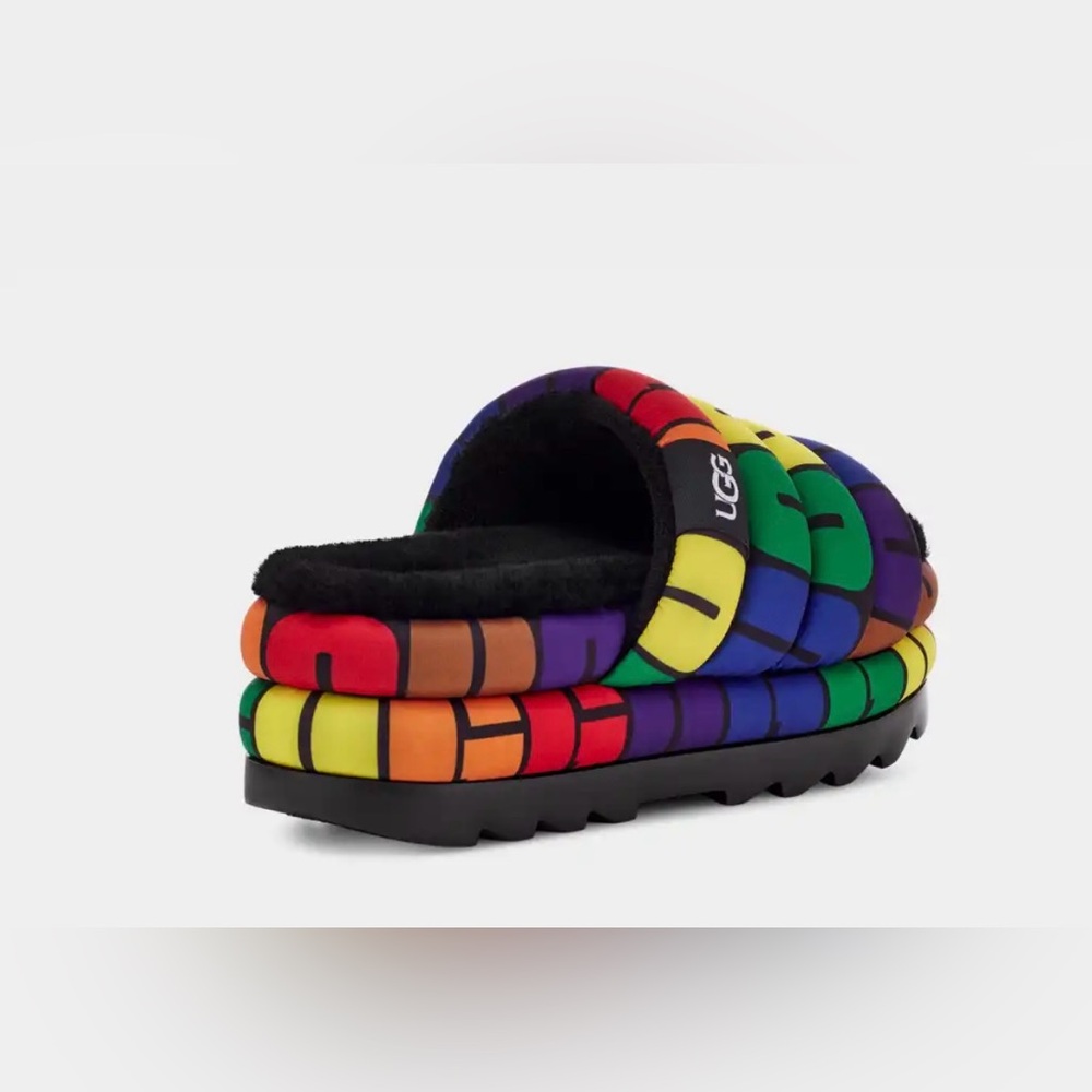 COPY - COPY - UGG MAXI PRIDE SLIDE RAINBOW LOGO SLIP ON PUFF SANDALS US/ 7 - Picture 4 of 6